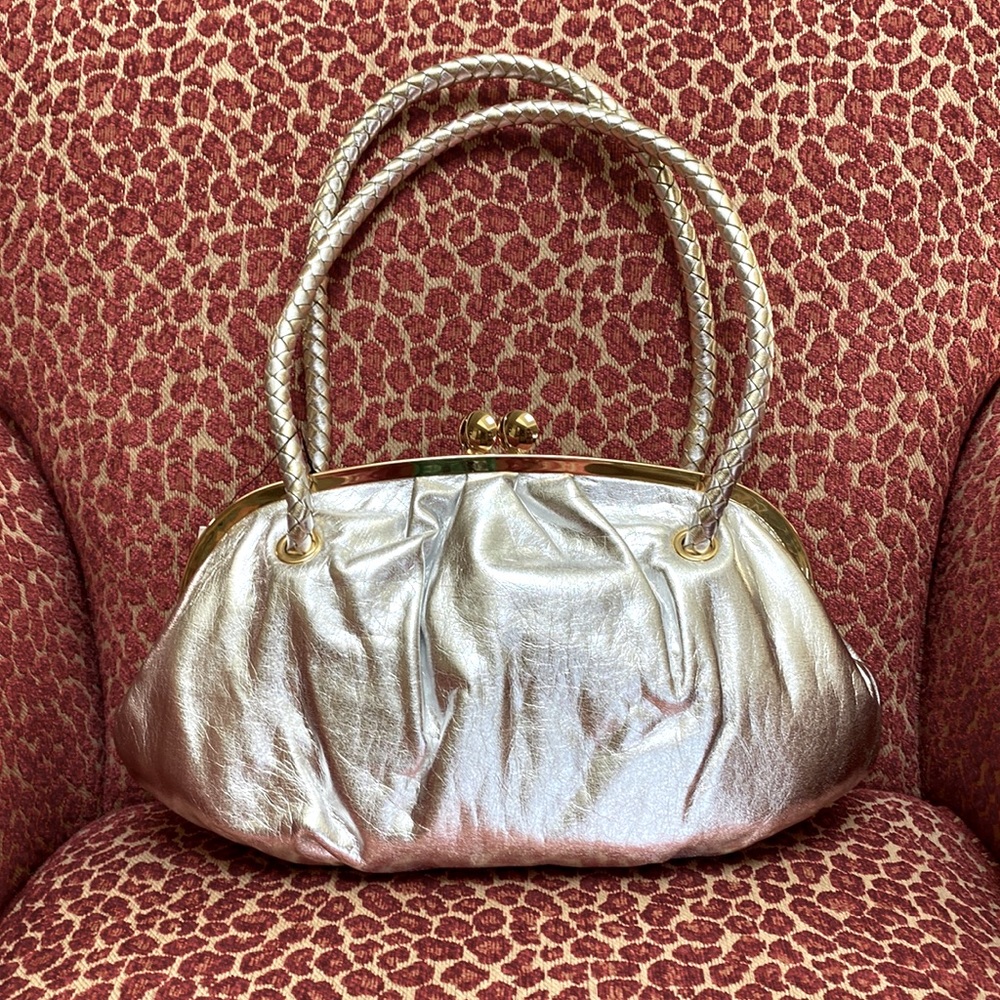 Maxx New York Signature Silver Metallic Handbag